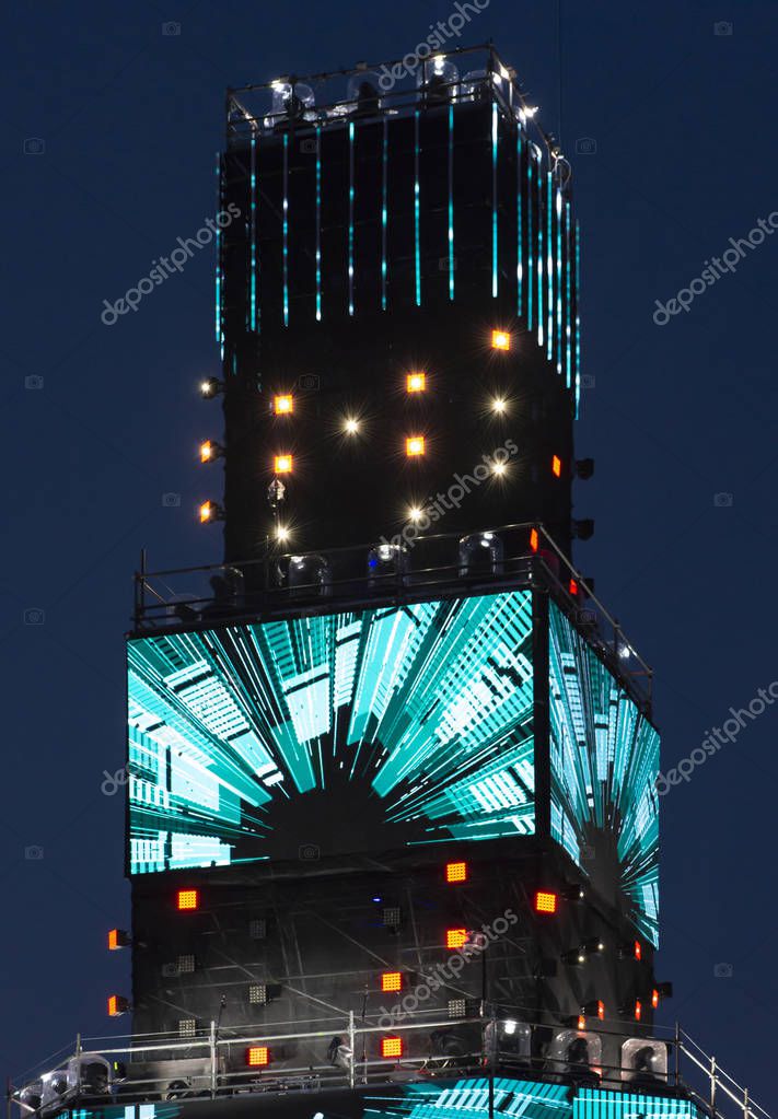Outdoor festival stage with LED screens